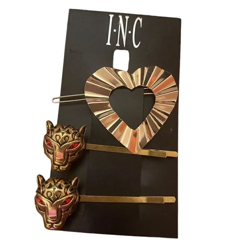 NWT INC International Concepts lion and heart hair pins